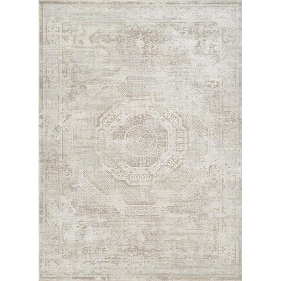 Pasargad Home Mona 4' x 6' Power-Loomed Cream/Taupe Rug, For Indoor Space and all Age of Group