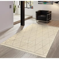 Pasargad Home Moroccan 108" x 144" Hand-Knotted Wool Area Rug in Ivory/Gray