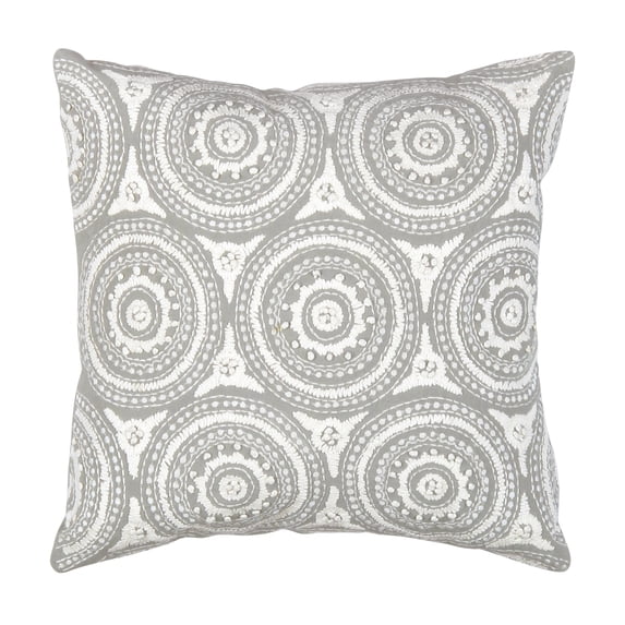 Pasargad Home Naples Embroidered Pillow, Grey/Ivory (All Ages, 1 Pack)