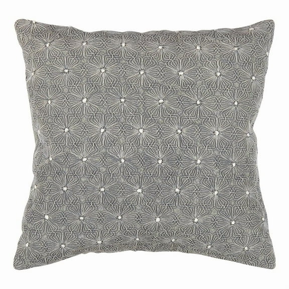 Pasargad Home Naples Embroidered Pillow, Grey/Ivory (All Ages, 1 Pack)