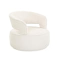 thumbnail image 1 of Pasargad Home Noho Barrel Chair, Swivel Metal Upholstered Base Round Chair, Ivory, 1 of 2