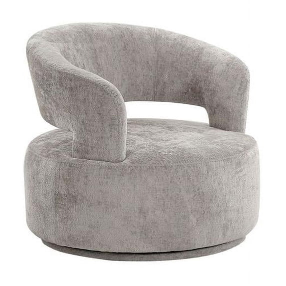 Pasargad Home Noho Collection Silver Swivel Fabric Barrel Chair- For all age Group