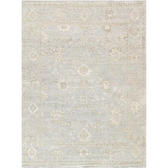 Pasargad Home Oushak 12' X 12' Hand-Knotted Wool Light Blue Square Rug - All Ages, Indoors