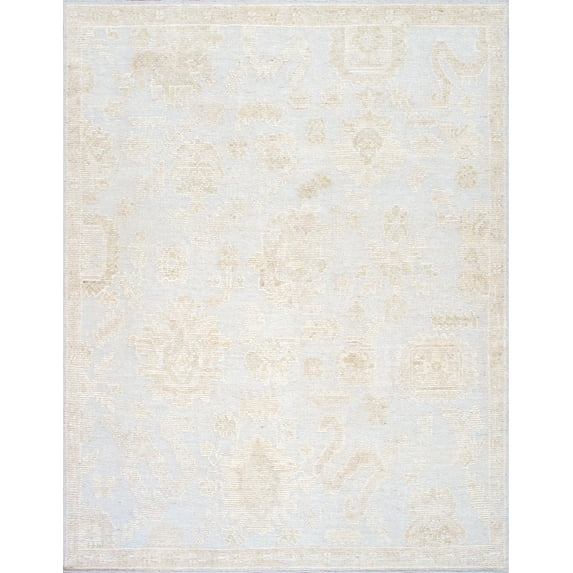 Pasargad Home Oushak Collection Hand-Knotted Wool Blue Area Rug 9' 3'' X 11'11''