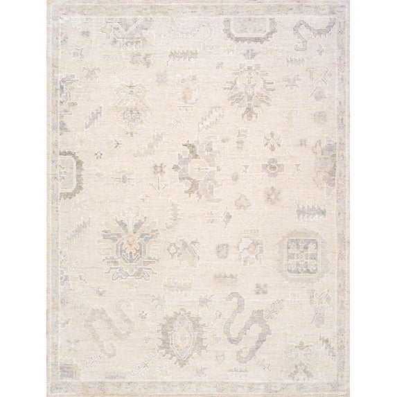 Pasargad Home Oushak 9' x 12' Hand-Knotted Wool Salmon Rug - All Ages, Indoors