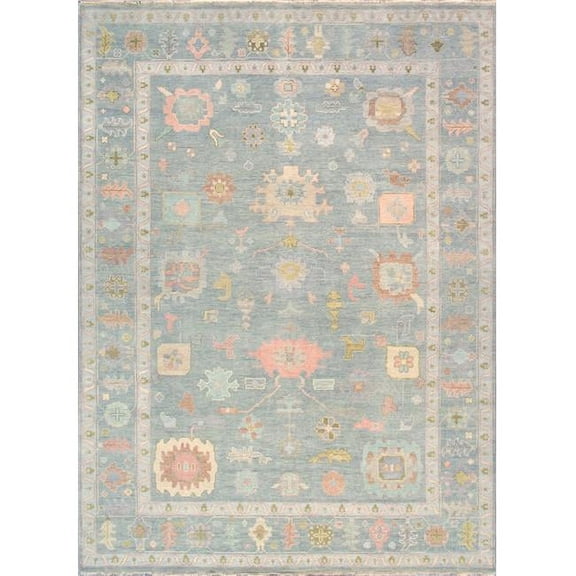 Pasargad Home Oushak Collection Hand-Knotted L. Blue Wool Area Rug-10' 1' X 14' 0'