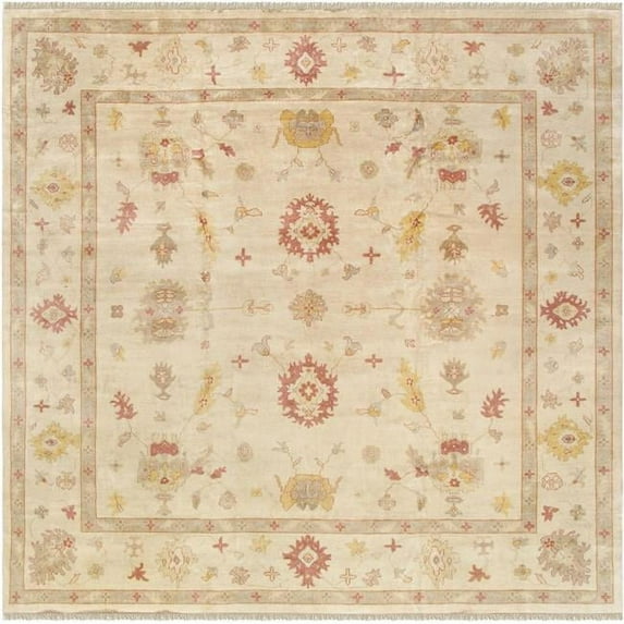 Pasargad Home Oushak 166" x 167" Hand-Knotted Lamb's Wool Area Rug in Ivory