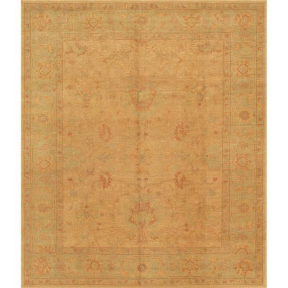 Pasargad Home Oushak 98" x 117" Hand-Knotted Lamb's Wool Area Rug in Beige