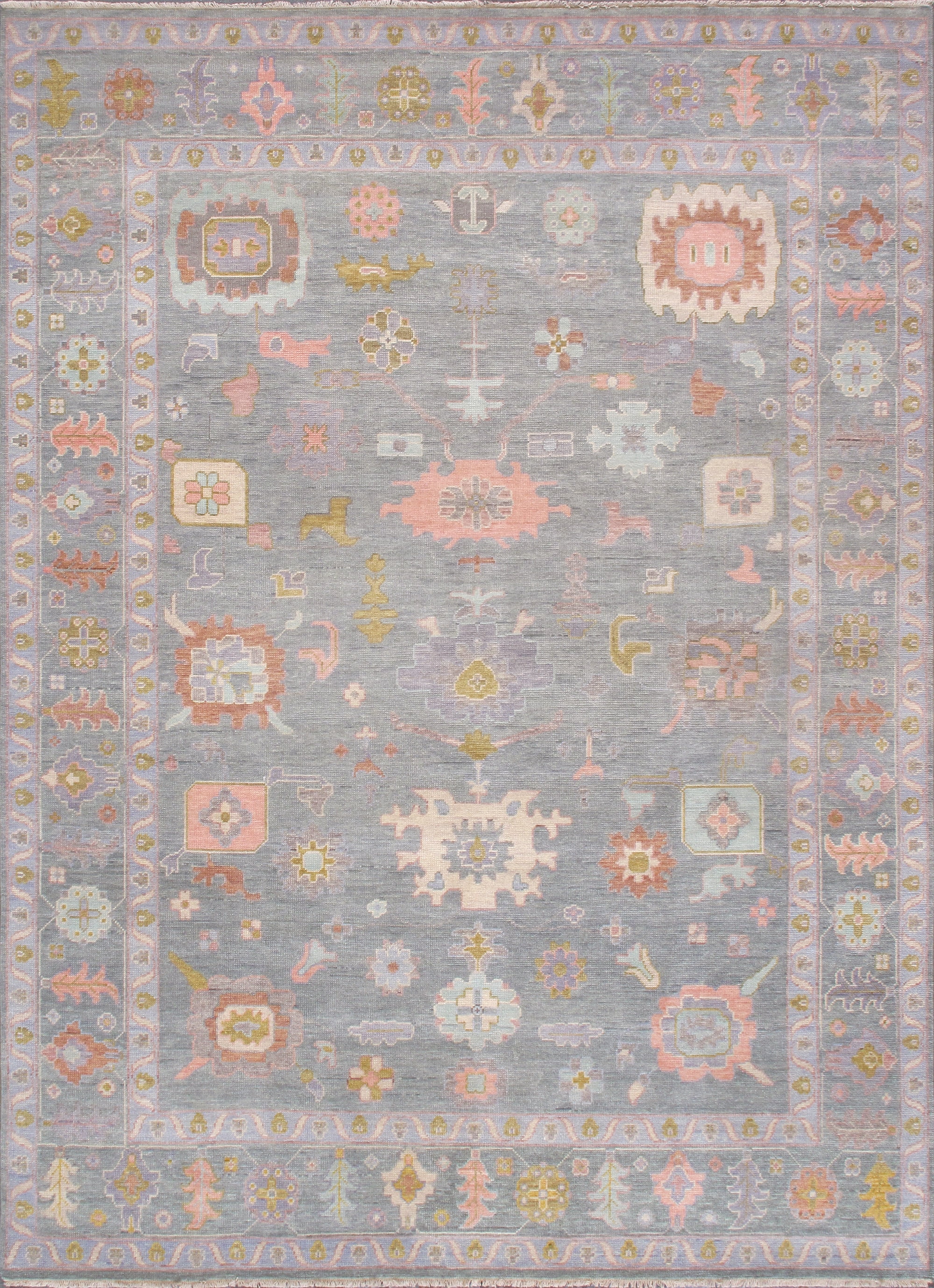 Pasargad Home Oushak Collection HandKnotted Light Blue Wool Area Rug