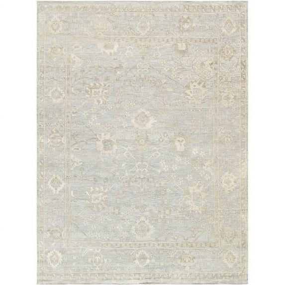 Pasargad Home Oushak Collection Hand-Knotted Light Blue Wool Area Rug- 9'10" X 15'11"