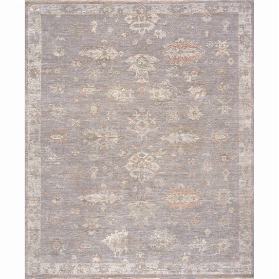 Pasargad Home Oushak Collection Hand-Knotted Wool Grey/Light Grey Area Rug- 8' x 10', For Indoor Space and all Age of Group