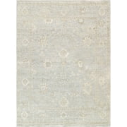 Pasargad Home Oushak Collection Hand-Knotted Wool Light Blue Area Rug- 10' x 14', For Indoor Space and all Age of Group