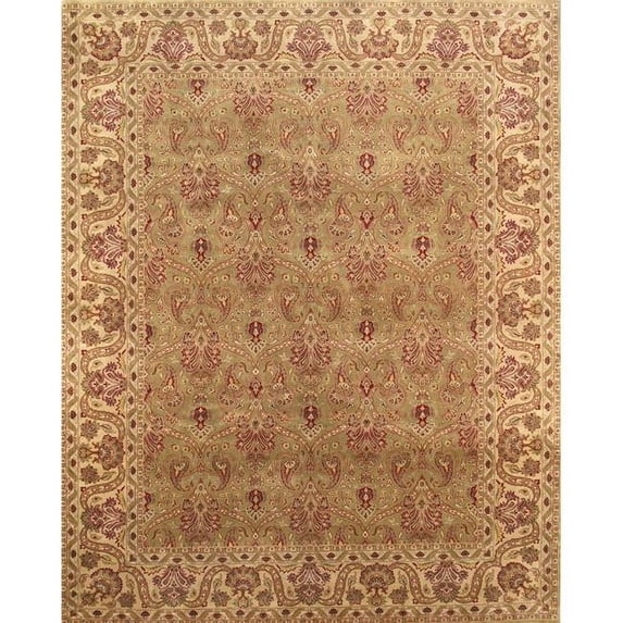 Pasargad Home P-614 L.GREEN 8X10 Baku Collection Hand-Knotted Lamb's Wool Area Rug- 7 ft. 11 in. X 9 ft. 11 in.
