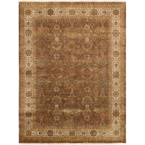 Pasargad Home P-701 M.BROWN 9X12 Tabriz Collection Hand-Knotted Lambs Wool Area Rug, 9 ft. x 11 ft. 11 in.