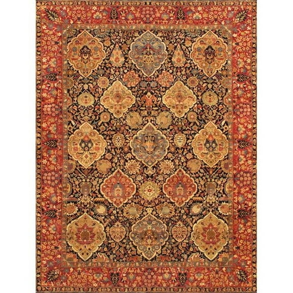 Pasargad Home P-LAVAR 6X9 Azerbaijan Collection Hand-Knotted Wool Area Rug- 6 ft. 1 in.  X 9 ft. 0 in.   Navy