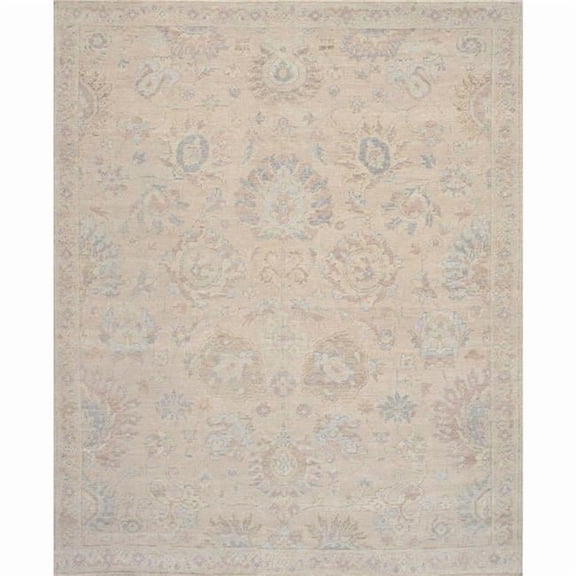 Pasargad Home PAJ-410 9x12 Pasargad Home Oushak Hand-Knotted Beige Wool Area Rug- 9' 0'' X 12' 1''