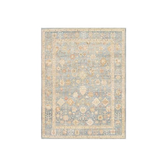 Pasargad Home PASP-66 9X12 Oushak Hand-Knotted Light Blue Wool Area Rug