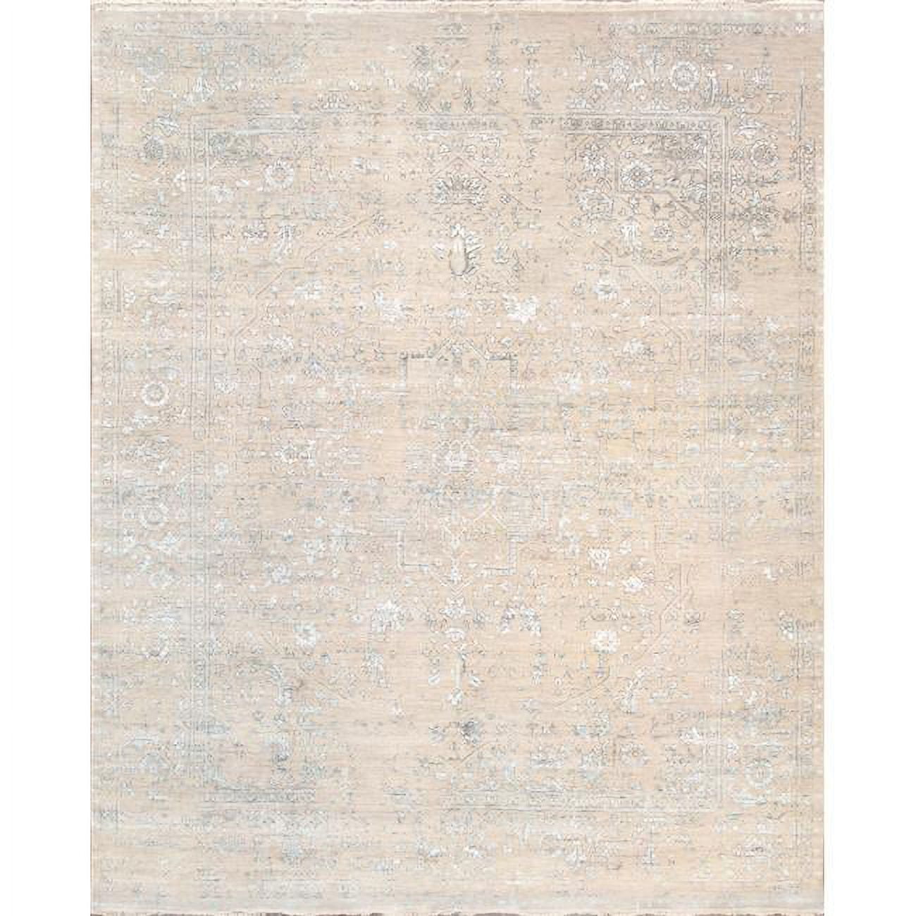 Elysian Blue Hand-Knotted Wool 9'8" x 8' Area Rug