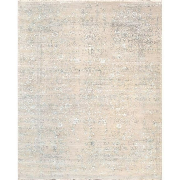Pasargad Home PDC-7022 8x10 Pasargad Home Transitional Collection Hand-Knotted Beige Bsilk & Wool Area Rug- 8' 0' X 9' 8'