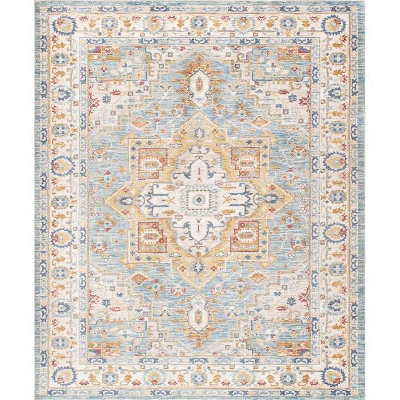 Heritage Light Blue Square Synthetic 3x5 Area Rug