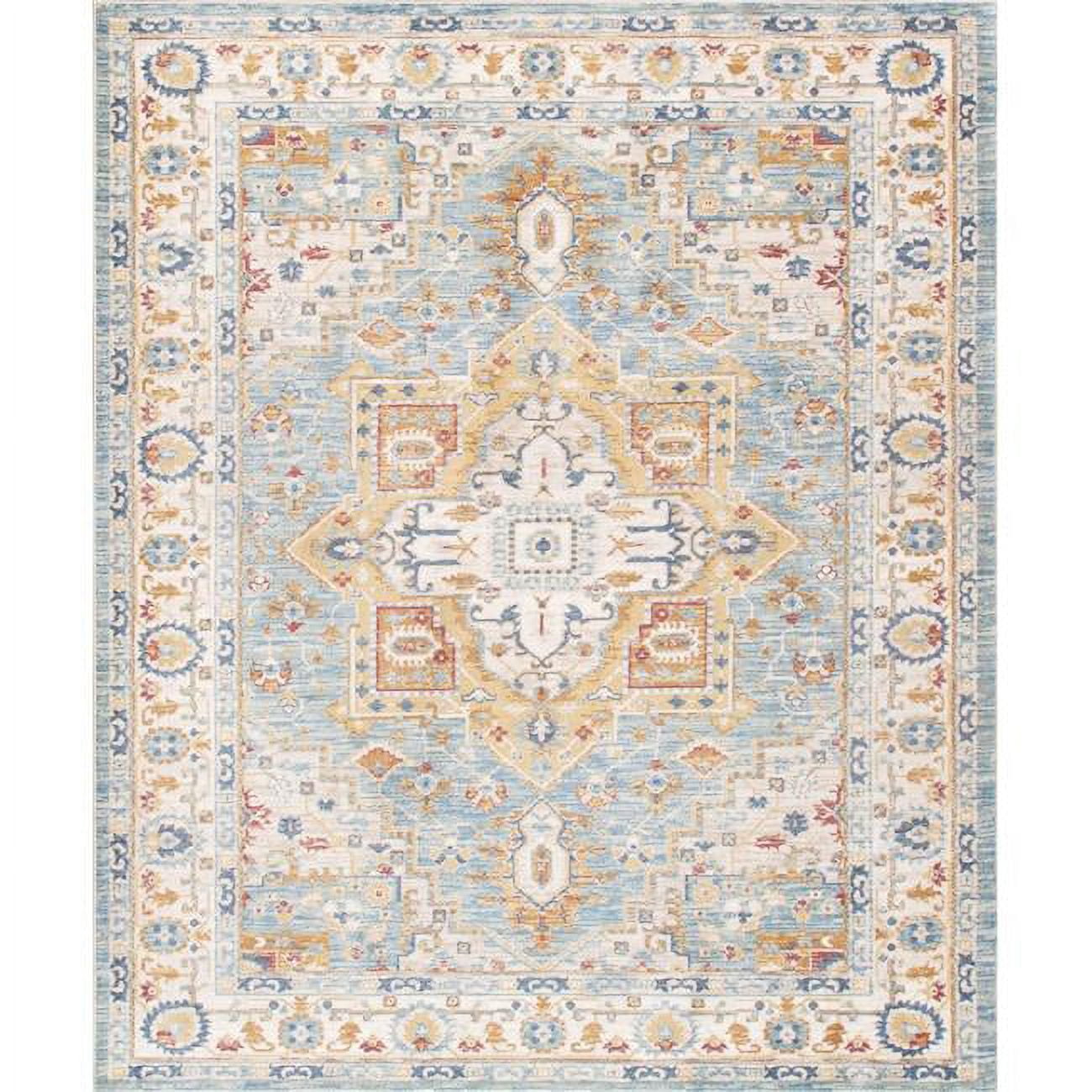 Heritage Light Blue Square Synthetic 3x5 Area Rug
