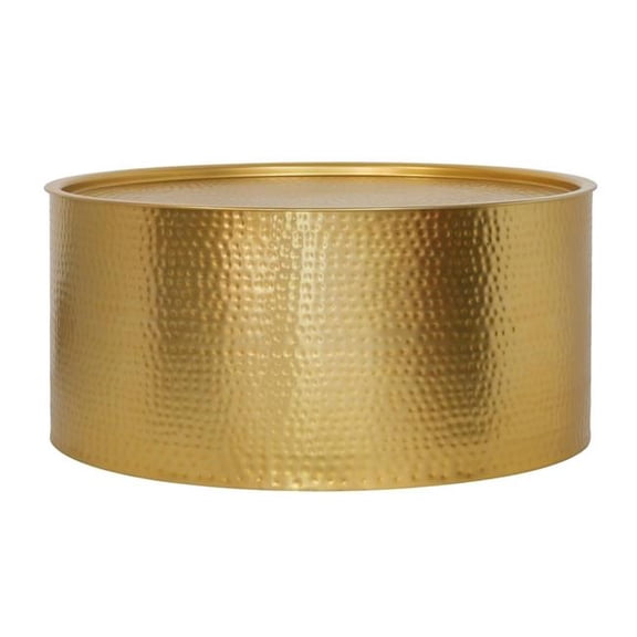 Pasargad Home PGI-2705 Luma Round Modern Hand-Forged Gold Coffee Table with Hidden Storage & Removable Lid