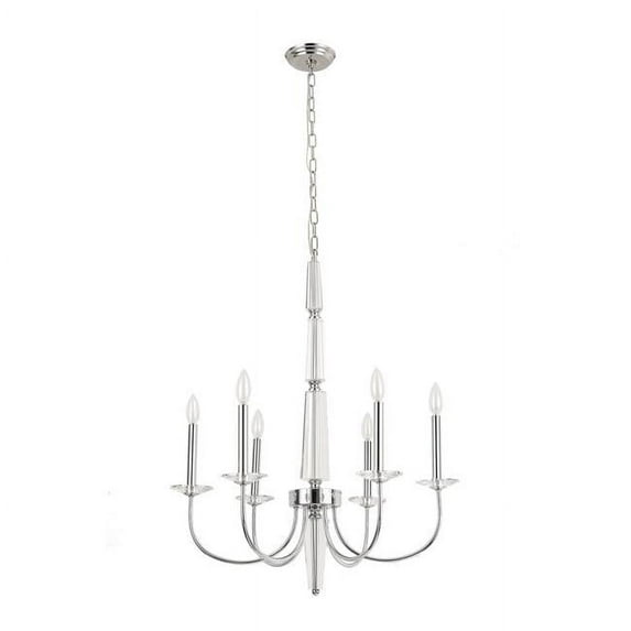 Pasargad Home Hestia Contemporary Metal & Crystal Chandelier in Chrome/Clear