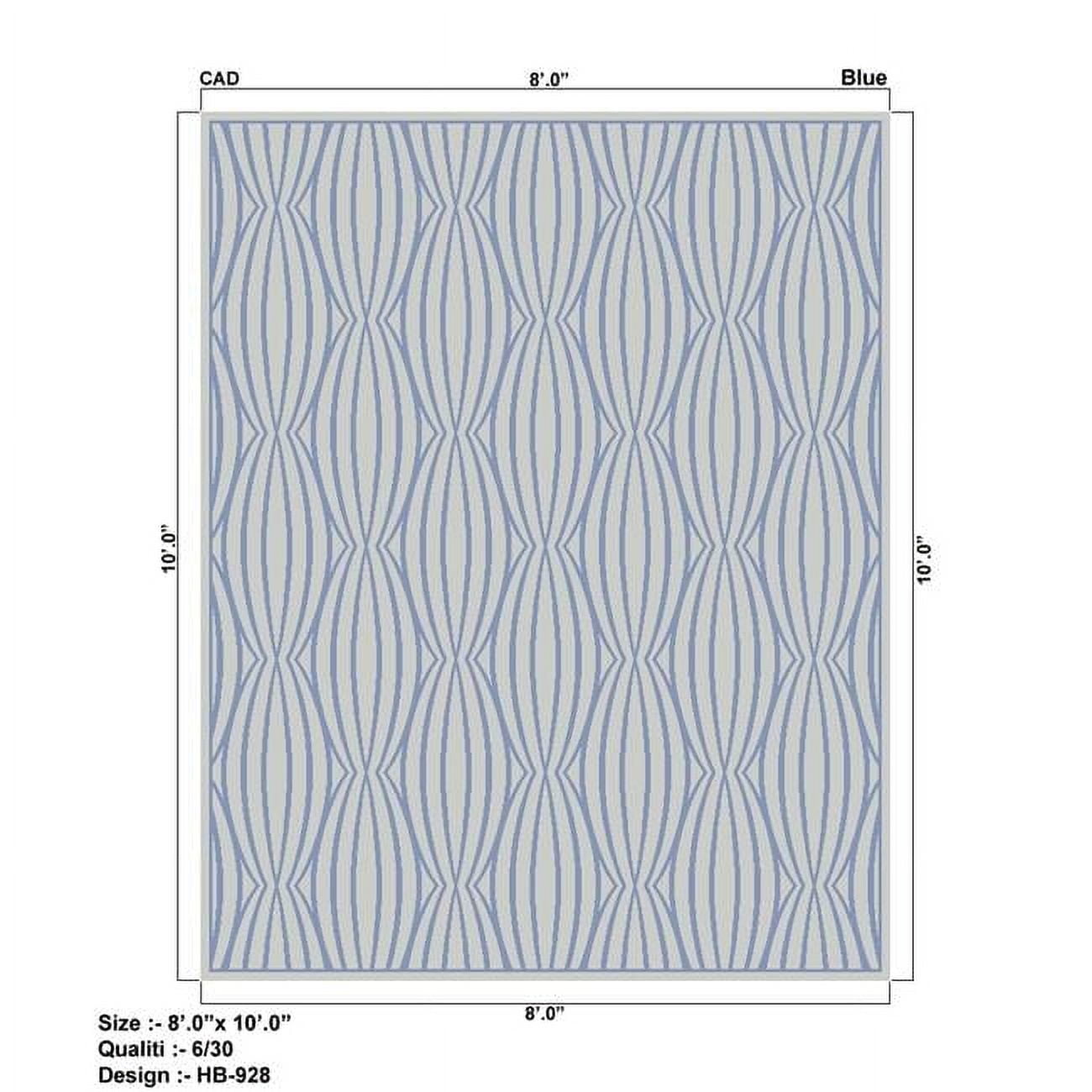 Transitional Blue Hand-Knotted Wool & Silk 2'x3' Area Rug