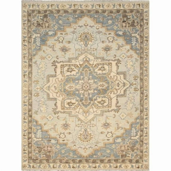Pasargad Home PJT-1 9X12 Serapi Hand-Knotted Light Blue 100% Wool Area Rug- 9' 2'' X 12' 3''
