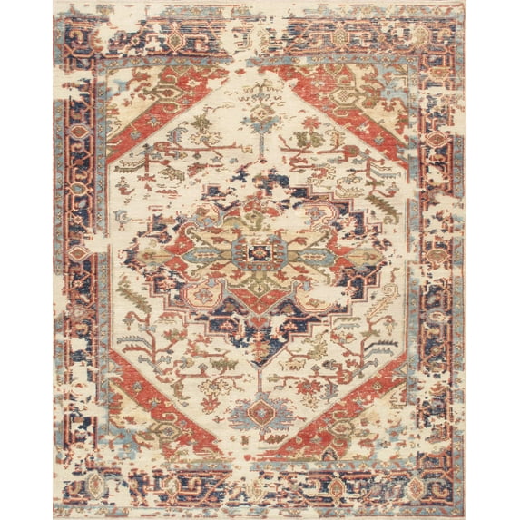 Pasargad Home PMH-1 12x15 Pasargad Home Serapi Collection Hand-Knotted Ivory/Navy Wool Area Rug-12' 2' X 14'10'