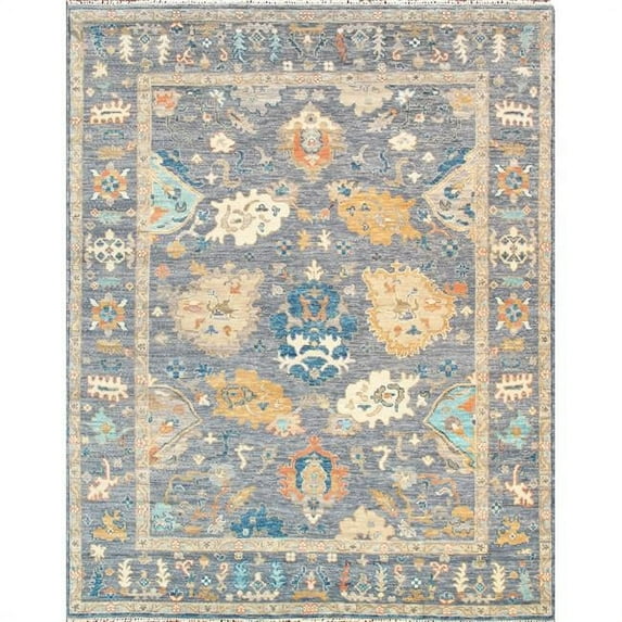 Pasargad Home PRE-11 8x10 Pasargad Home Oushak Collection Hand-Knotted Wool Slateblue Area Rug- 8' 1' X 10' 3'