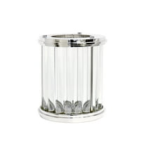 Pasargad Home Lucian 13" Lucite & Stainless Steel Hurricane in Clear