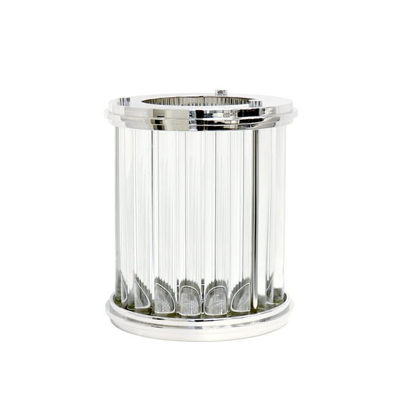 Pasargad Home Lucian 13" Lucite & Stainless Steel Hurricane in Clear