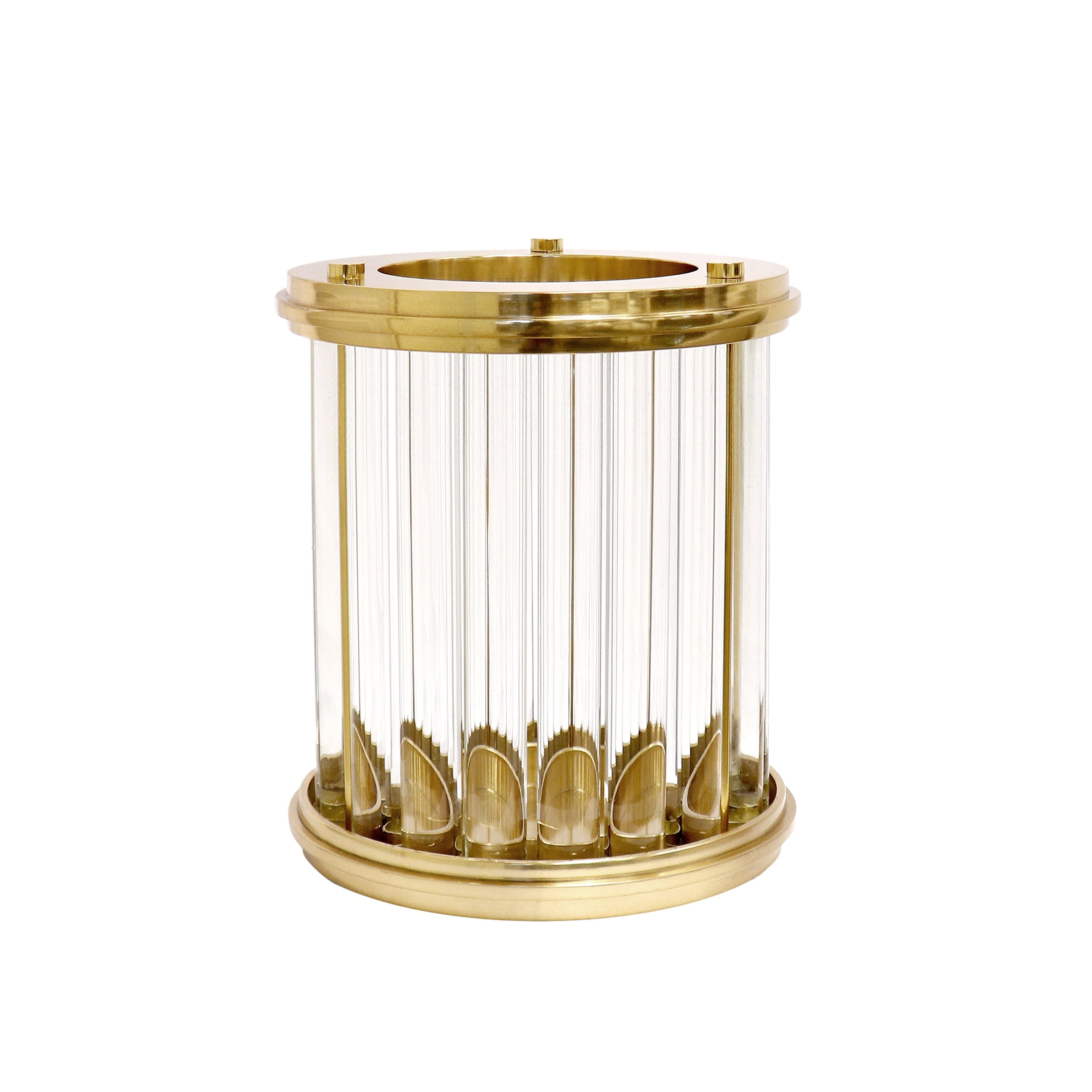 Gold and Clear Lucite Hurricane Candle Holder