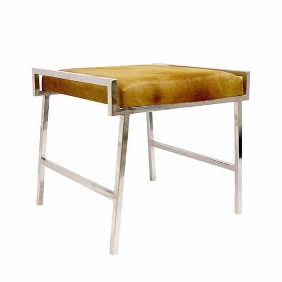 Pasargad Home PSAE-002 Eira Stool, Stainless Steel Frame with Cowhide Seat