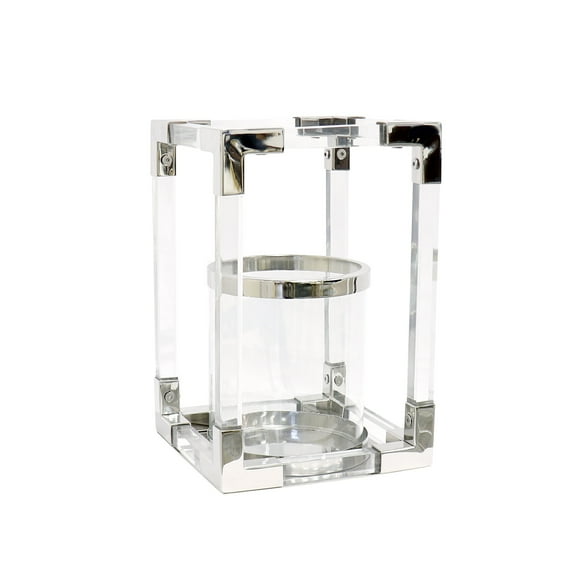 Pasargad Home PSAE-061S Soren Hurricane Candle Lantern, Stailnless Steel & Glass - Small