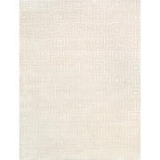 Pasargad Home PVNY-24 5x8 Pasargad Home Edgy Collection Hand-Tufted Ivory BSilk & Wool Area Rug- 5' 0' X 8' 0'