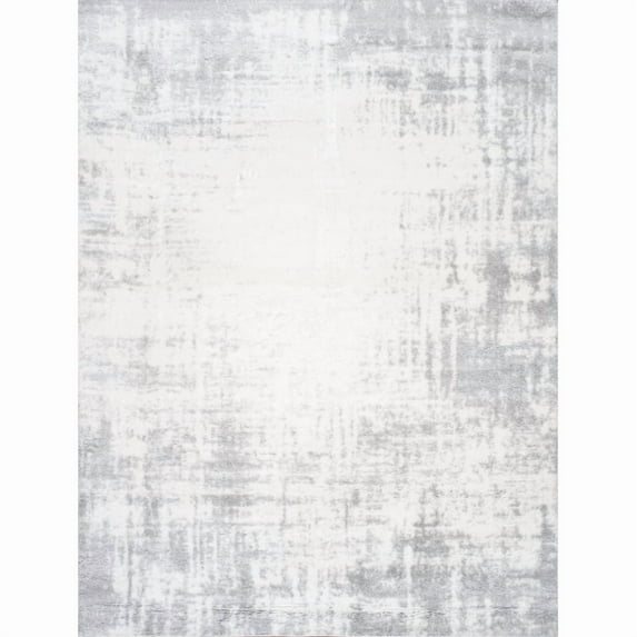Pasargad Home Paris Shag Collection Power-Loomed Ivory/Grey Area Rug- 8' x 10', For Indoor Space and all Age of Group