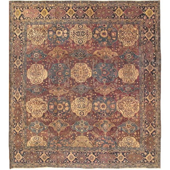 Pasargad Home Pasargad Home Antique Agra Collection Maroon Lamb's Wool Area Rug-11' 9' X 12' 9'