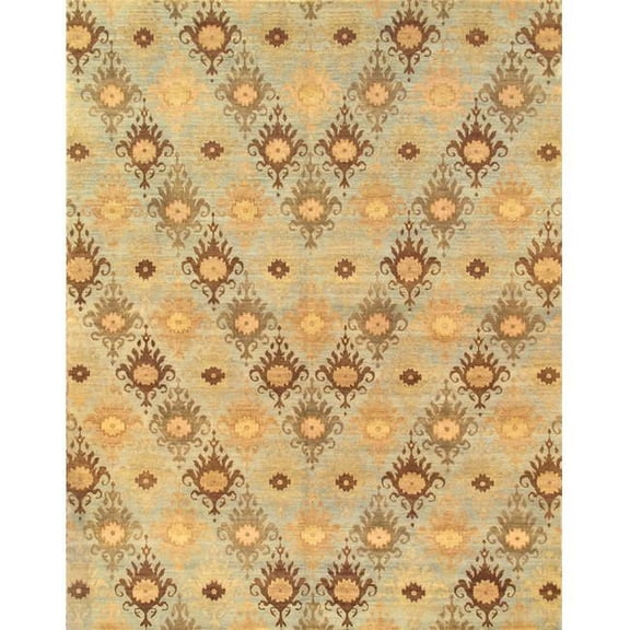 Pasargad Home Pasargad Home Ikat Collection Hand-Knotted Lamb's Wool Area Rug- Light Blue - 9' 2' X 12' 0'
