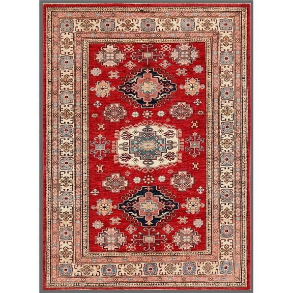 Pasargad Home Pasargad Home Kazak Collection Hand-Knotted Lamb's Wool Area Rug - 4'8'x6'6'