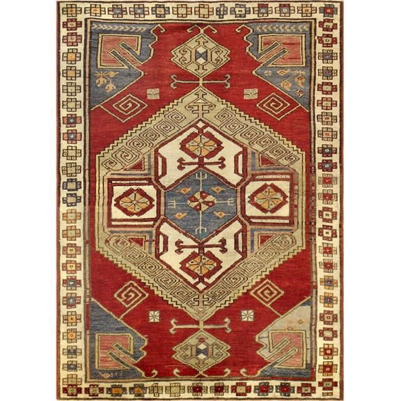 Pasargad Home Pasargad Home Kazak Collection Hand-Knotted Lamb's Wool Area Rug - Rust - 4'1'x5'9'