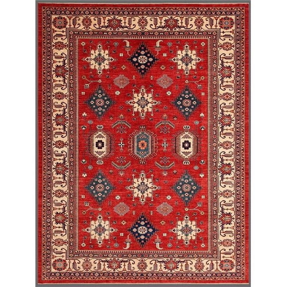 Pasargad Home Pasargad Home Kazak Collection Hand-Knotted Lamb's Wool Area Rug - Rust - 8'11'x11'8'