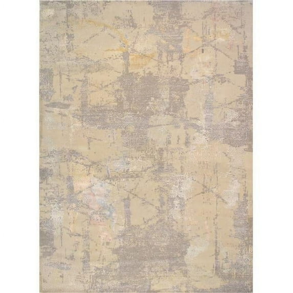 Pasargad Home Pasargad Home Modern Collection Hand-Knotted Silk & Wool Abstract Area Rug-10' 5' X 14' 3' - Beige/Grey