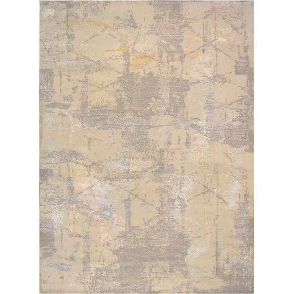 Pasargad Home  Pasargad Home Modern Collection Hand-Knotted Silk & Wool Abstract Area Rug-10' 5' X 14' 3' - Beige/Grey