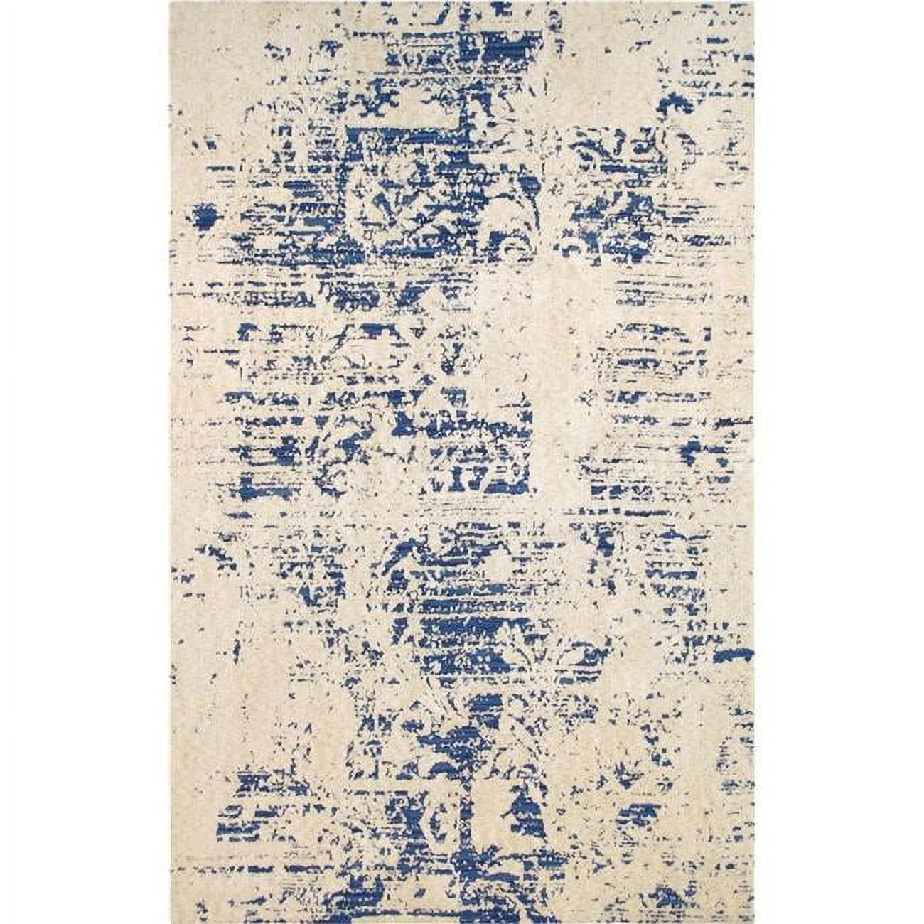 Elegant Beige & Blue Hand-Tufted Rectangular Area Rug, 5' x 8'
