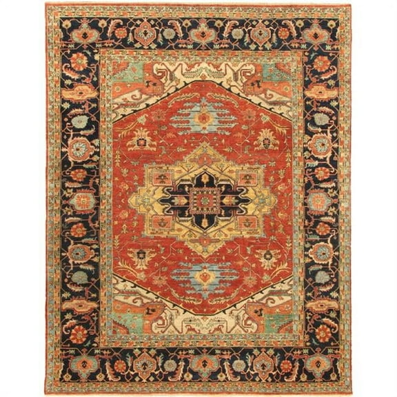 Pasargad Home  Pasargad Home Serapi Collection Hand-Knotted Rust/Navy Lamb's Wool Area Rug- 9'11' X 14' 2'