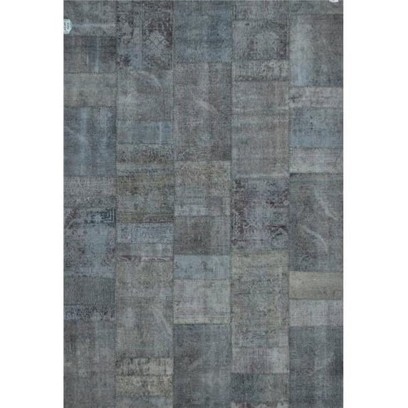 Pasargad Home Patchwork 80" x 119" Hand-Knotted Lamb's Wool Area Rug in Gray