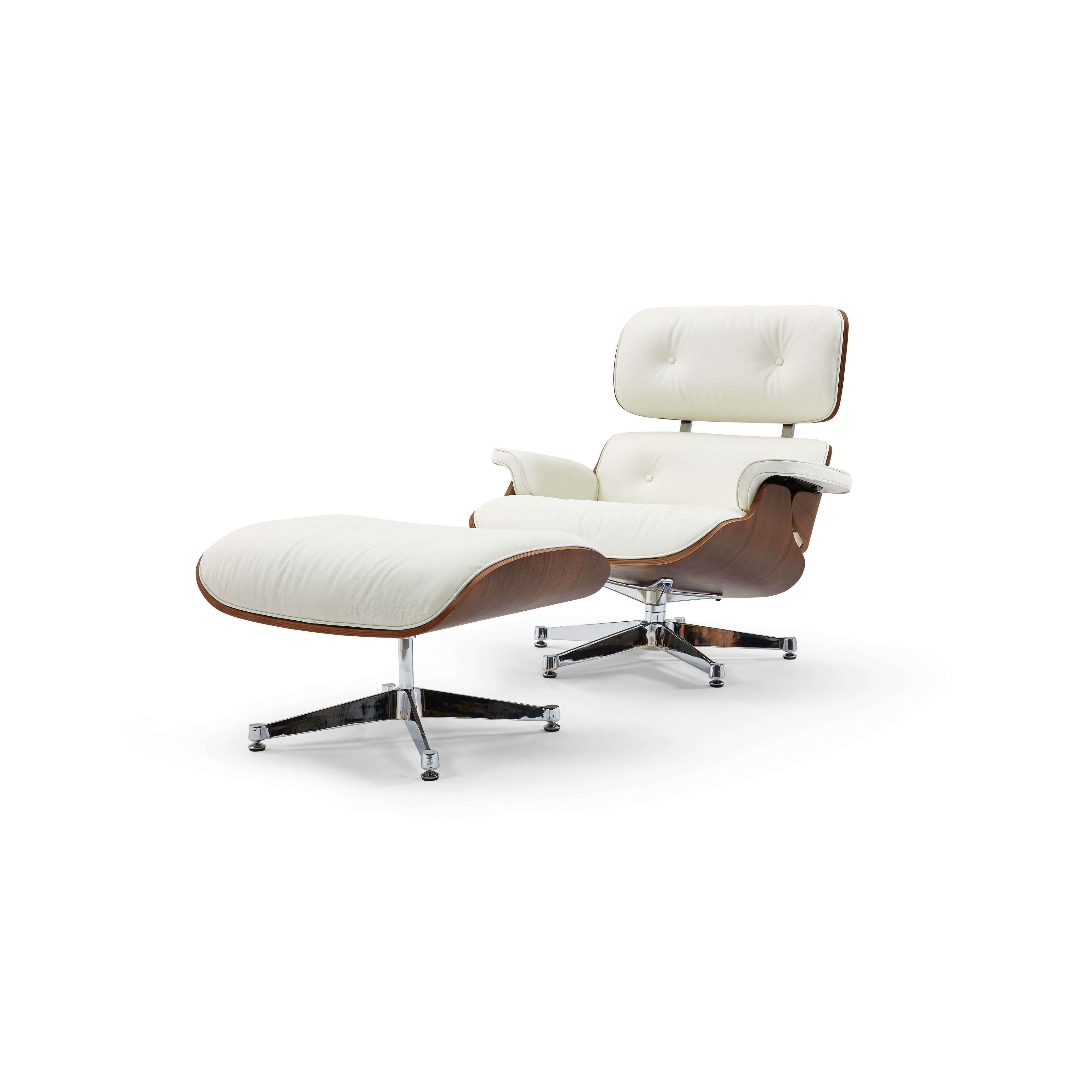 Pasargad Home Portofino Leather Lounge Chair with Ottoman