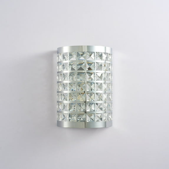 Pasargad Home Rene Contemporary Metal & Crystal Sconce Light in Chrome/Clear